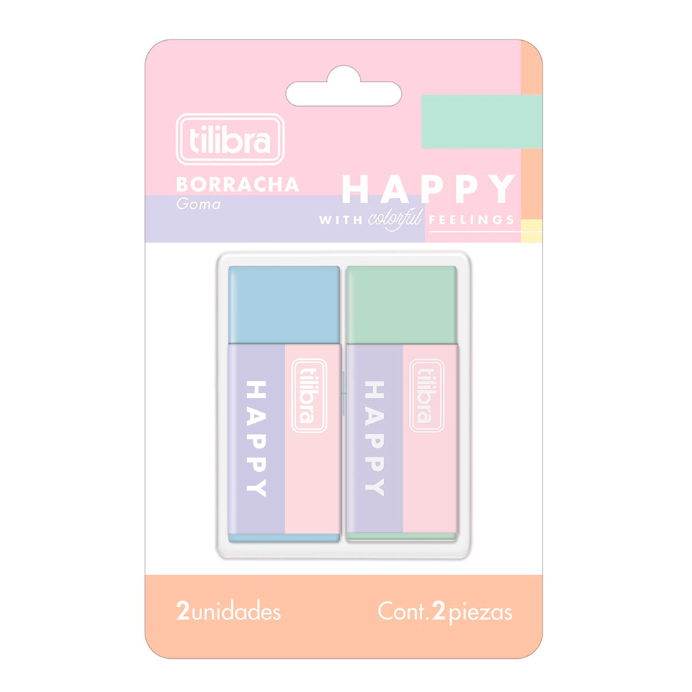 Borracha-Happy-Azul-e-Verde---Tilibra Borracha-Happy-Azul-e-Verde---Tilibra