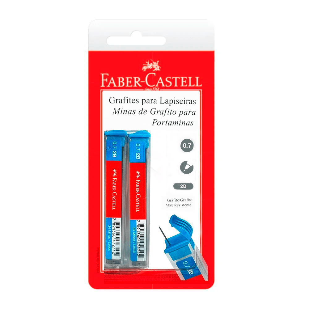 Grafite-0.7mm-2B-Media-com-2-Tubos-com-24-Unidades---Faber-Castell Grafite-0.7mm-2B-Media-com-2-Tubos-com-24-Unidades---Faber-Castell