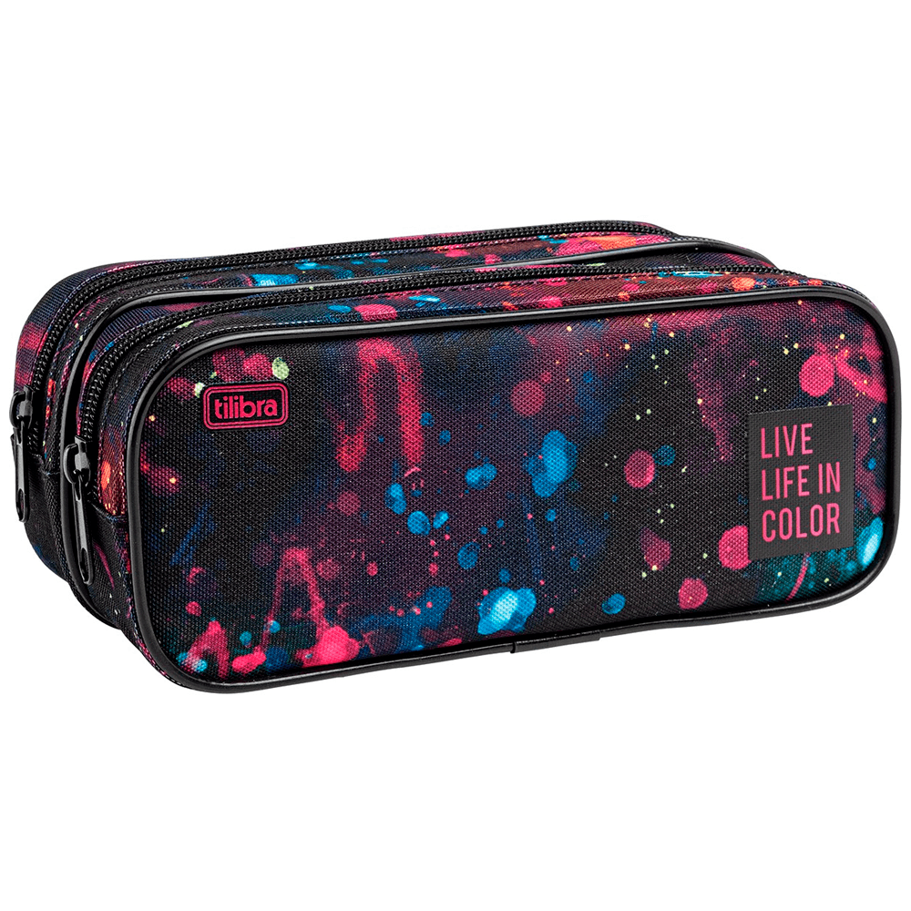 Estojo-Duplo-Grande-Academie-Splashes-Preto---Tilibra Estojo-Duplo-Grande-Academie-Splashes-Preto---Tilibra