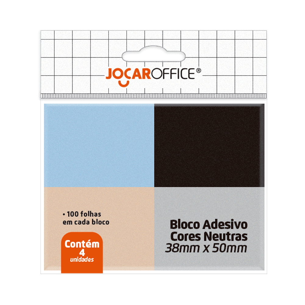 Bloco-Adesivo-Recado-38x50-Cores-Neutras-100-Folhas---Jocar-Office Bloco-Adesivo-Recado-38x50-Cores-Neutras-100-Folhas---Jocar-Office