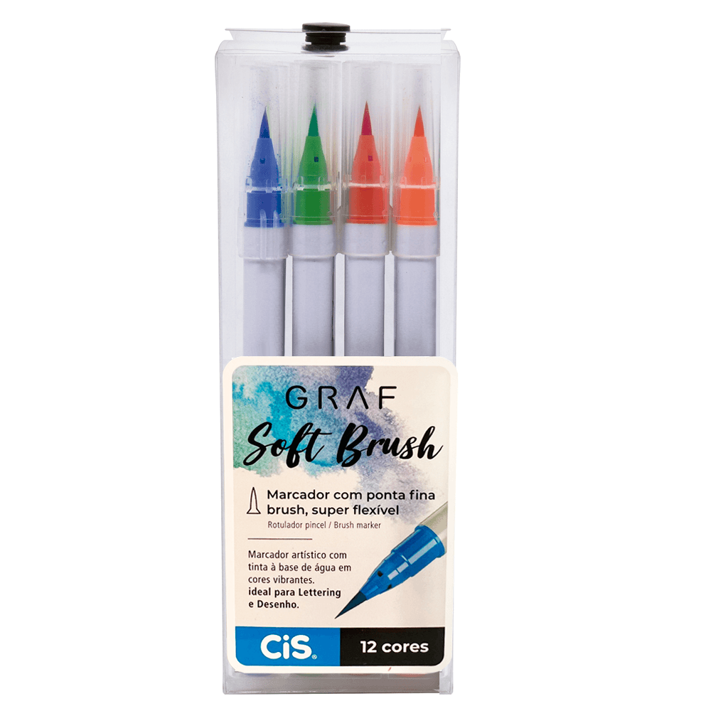 Marcador-Graf-Soft-Brush-Estojo-com-12-cores---CiS Marcador-Graf-Soft-Brush-Estojo-com-12-cores---CiS