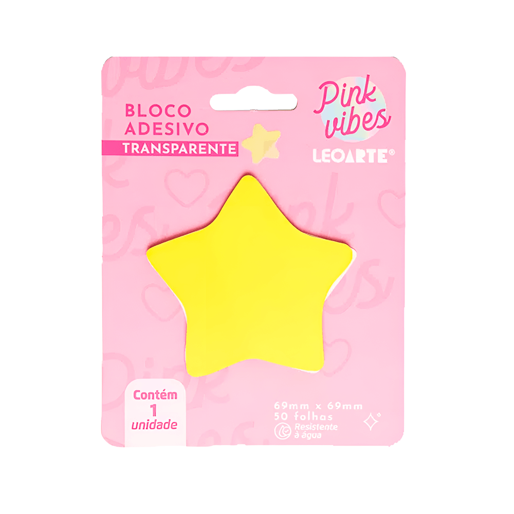 Bloco-Adesivo-Recado-72x72-Transparente-Pink-Vibes-Estrela-50-Folhas---Leo-Leo Bloco-Adesivo-Recado-72x72-Transparente-Pink-Vibes-Estrela-50-Folhas---Leo-Leo