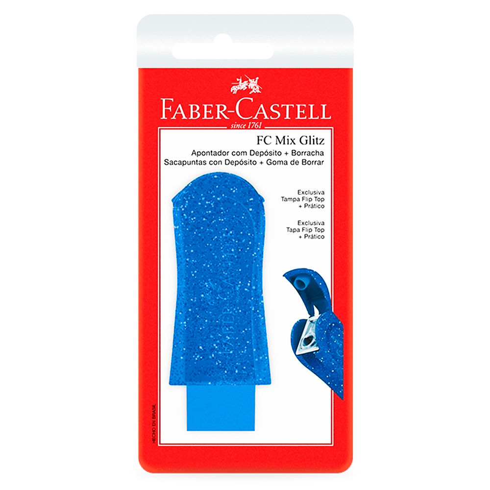 Apontador-com-Deposito-e-Borracha-FC-Glitz-Azul---Faber-Castell Apontador-com-Deposito-e-Borracha-FC-Glitz-Azul---Faber-Castell