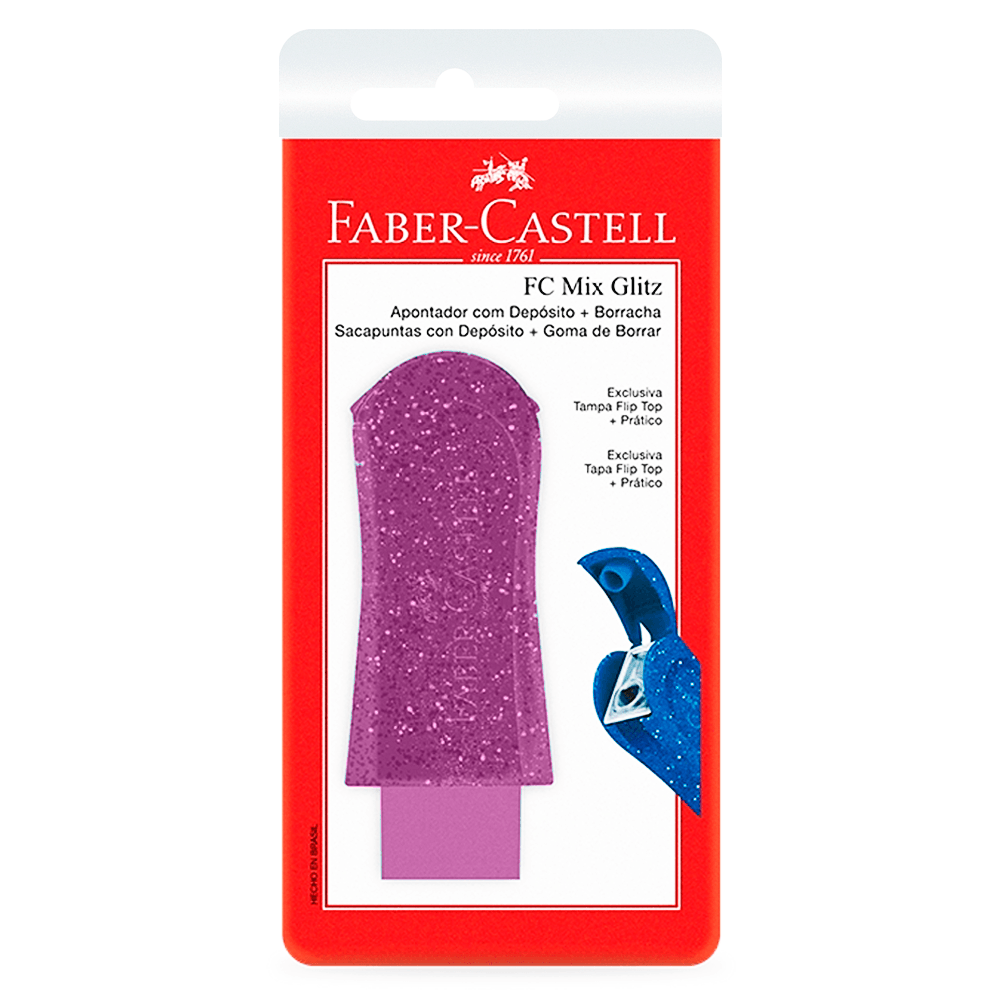 Apontador-com-Deposito-e-Borracha-FC-Glitz-Lilas---Faber-Castell Apontador-com-Deposito-e-Borracha-FC-Glitz-Lilas---Faber-Castell
