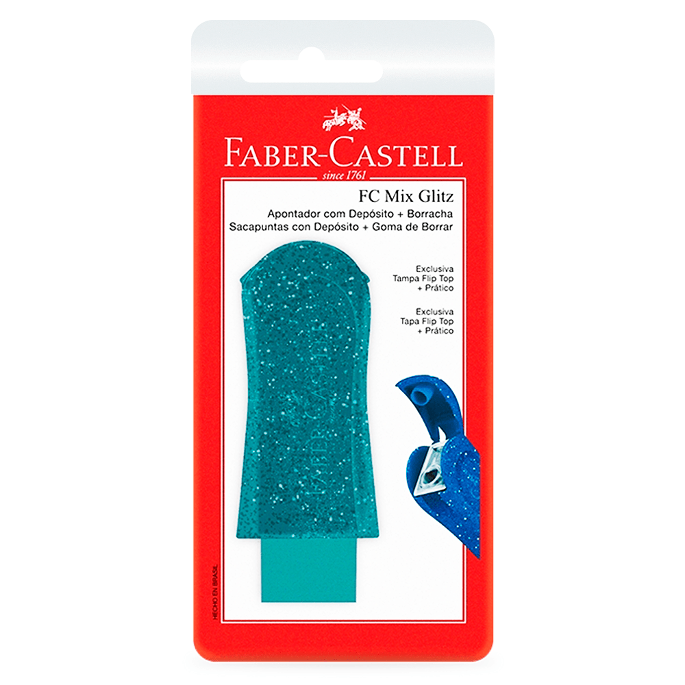 Apontador-com-Deposito-e-Borracha-FC-Glitz-Verde---Faber-Castell Apontador-com-Deposito-e-Borracha-FC-Glitz-Verde---Faber-Castell