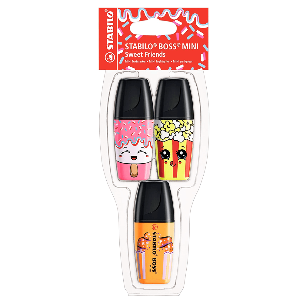 Marca-Texto-Boss-Mini-Sweet-Friends-Rosa-Amarelo-Laranja---Stabilo Marca-Texto-Boss-Mini-Sweet-Friends-Rosa-Amarelo-Laranja---Stabilo