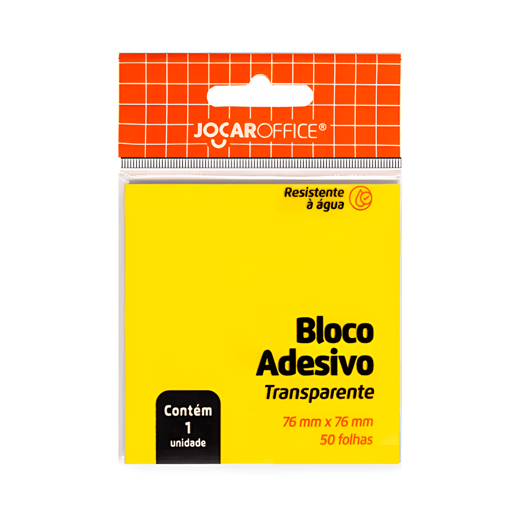 Bloco-Adesivo-Recado-76x76-Transparente-Amarelo-50-Folhas---Jocar-Office Bloco-Adesivo-Recado-76x76-Transparente-Amarelo-50-Folhas---Jocar-Office