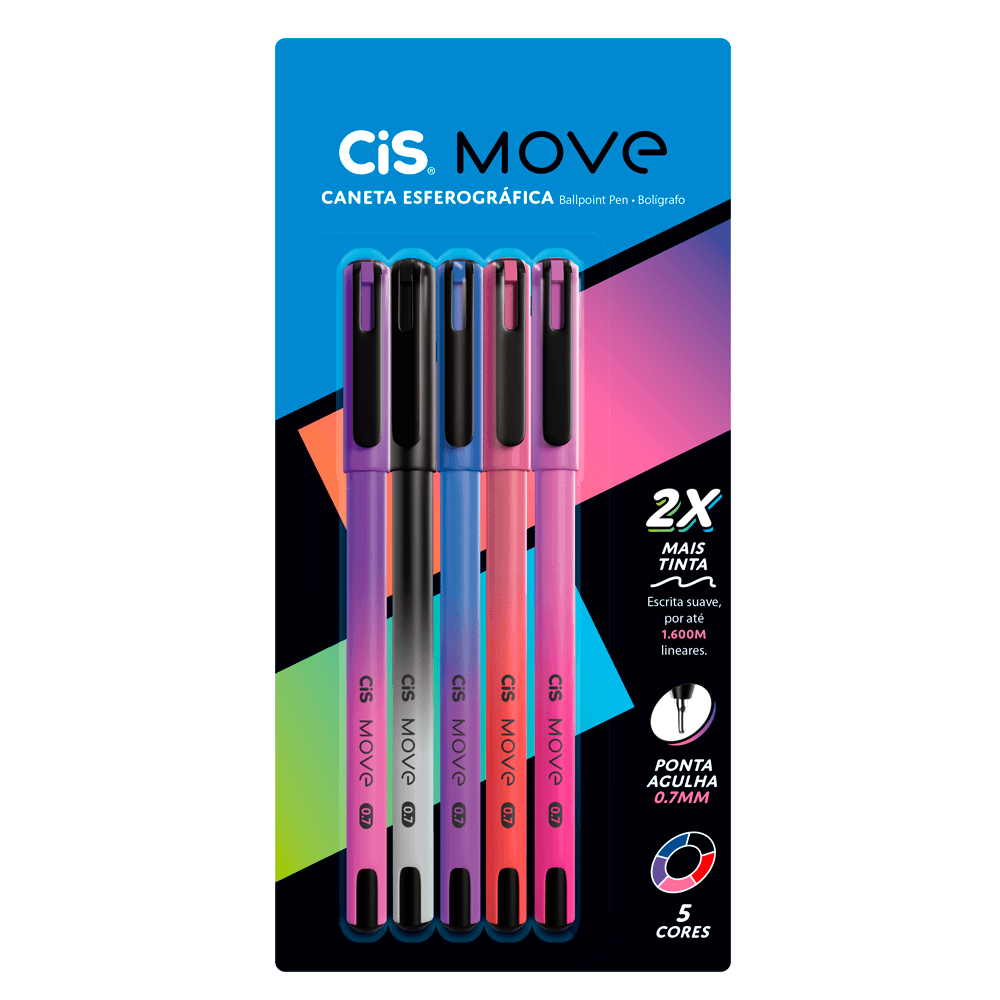 Estojo-Caneta-Move-com-5-Cores---CiS Estojo-Caneta-Move-com-5-Cores---CiS