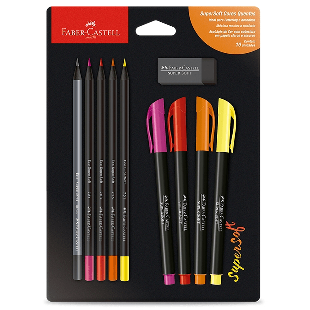 Kit-Supersoft-Cores-Quentes-Faber-Castell-com-10-Pecas---Faber-Castell Kit-Supersoft-Cores-Quentes-Faber-Castell-com-10-Pecas---Faber-Castell