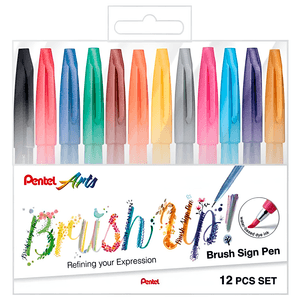 Estojo-Caneta-Brush-Sign-Pen-com-12-Cores---Pentel