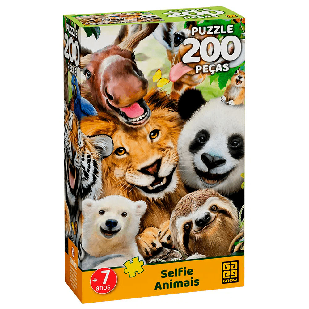Quebra-Cabeca-200-Pecas-Selfie-Animais---Grow Quebra-Cabeca-200-Pecas-Selfie-Animais---Grow