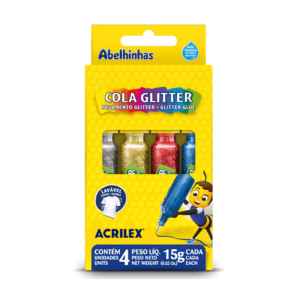 Cola-Glitter-com-4-Unidades---Acrilex Cola-Glitter-com-4-Unidades---Acrilex