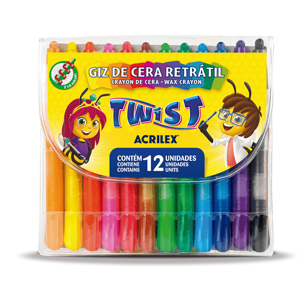 Giz-de-Cera-Retratil-Twist-com-12-Cores---Acrilex Giz-de-Cera-Retratil-Twist-com-12-Cores---Acrilex