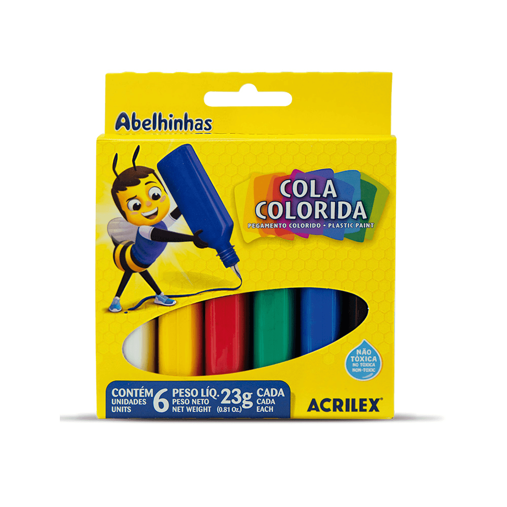 Cola-Colorida-com-6-Cores---Acrilex Cola-Colorida-com-6-Cores---Acrilex