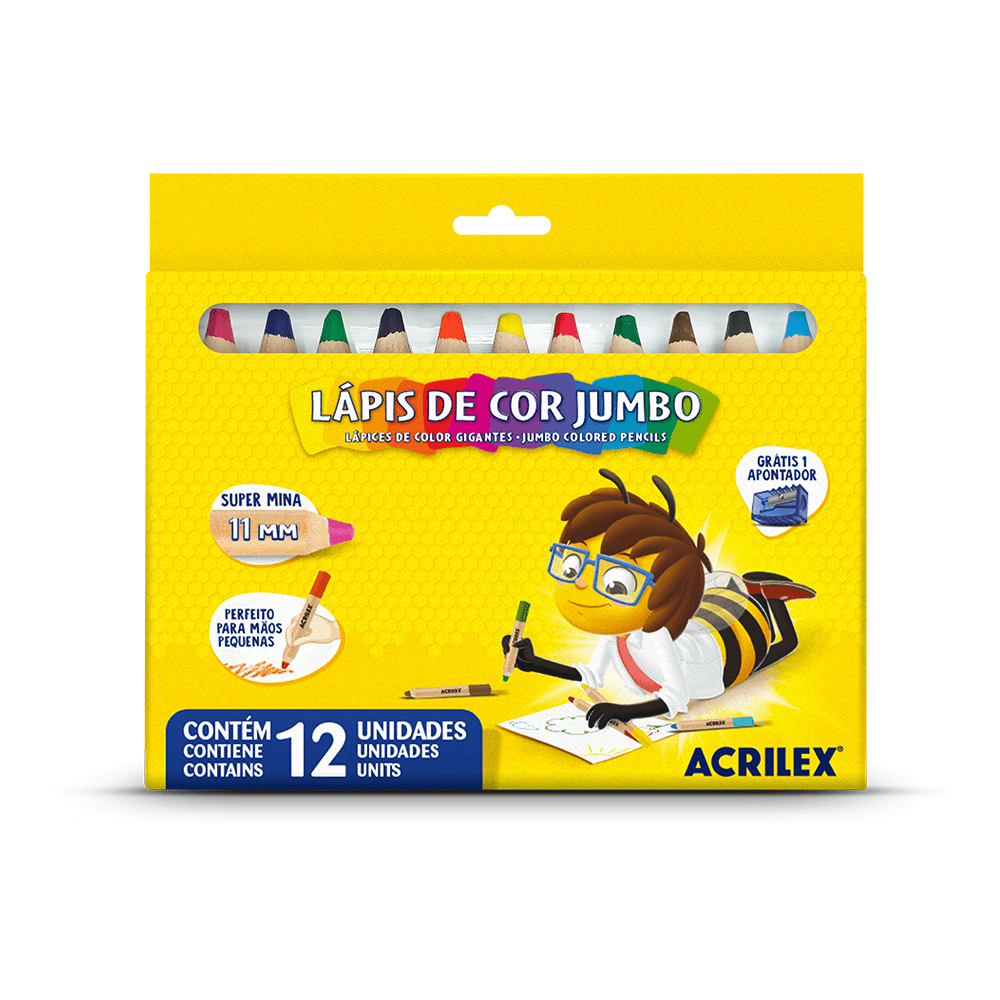 Lapis-de-Cor-Jumbo-12-Cores-Ref-09621---Acrilex Lapis-de-Cor-Jumbo-12-Cores-Ref-09621---Acrilex