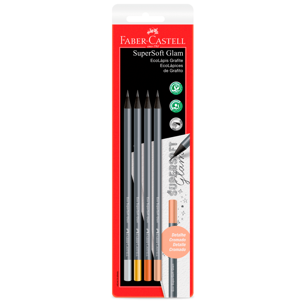 Ecolapis-Grafite-Supersoft-Glam-com-4-unidades---Faber-Castell Ecolapis-Grafite-Supersoft-Glam-com-4-unidades---Faber-Castell
