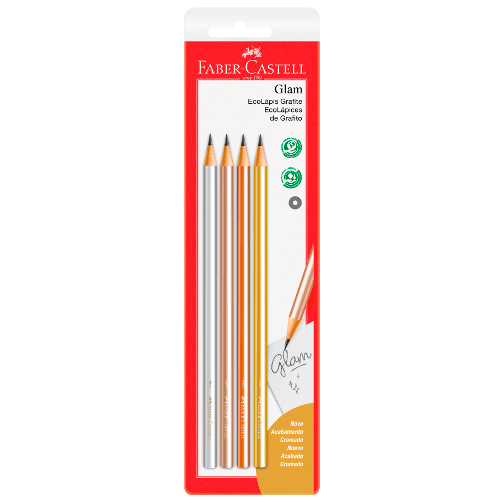 Ecolapis-Grafite-Glam-com-4-unidades---Faber-Castell Ecolapis-Grafite-Glam-com-4-unidades---Faber-Castell
