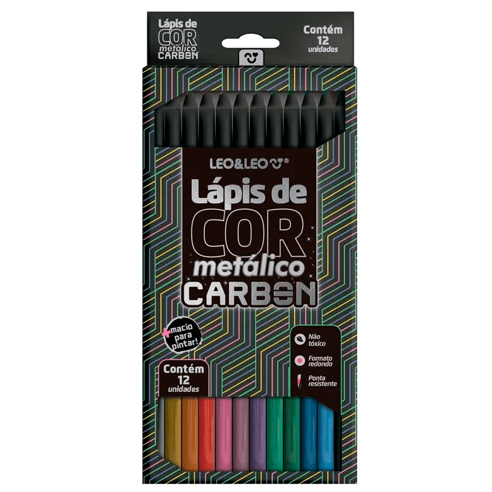 Lapis-de-Cor-Redondo-Carbon-Estojo-com-12-Cores-Metalicas---Leo_Leo Lapis-de-Cor-Redondo-Carbon-Estojo-com-12-Cores-Metalicas---Leo_Leo