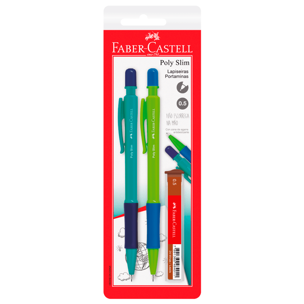 Lapisiera-Poly-Slim-0.5mm-Azul-e-Verde---Faber-Castell Lapisiera-Poly-Slim-0.5mm-Azul-e-Verde---Faber-Castell