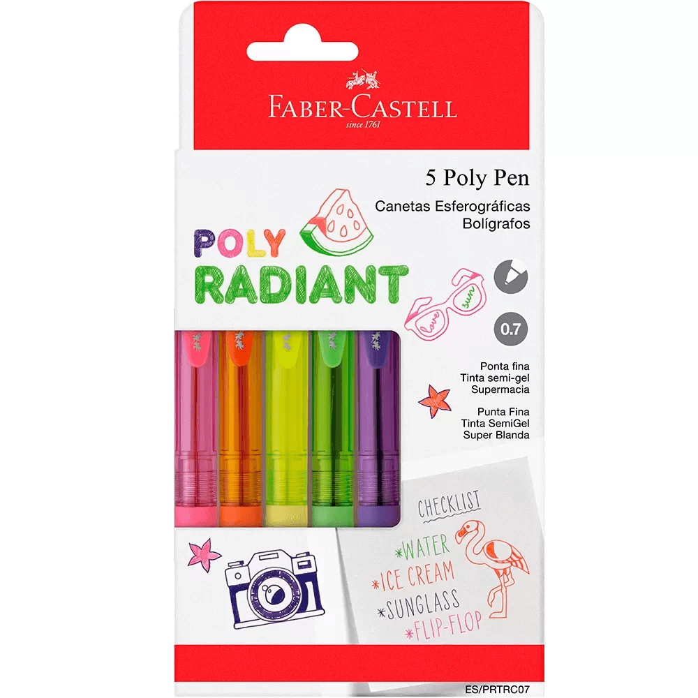 Caneta-Esferografica-Poly-Radiant-com-5-Cores---Faber-Castell Caneta-Esferografica-Poly-Radiant-com-5-Cores---Faber-Castell