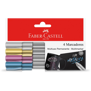 Estojo-Marcador-Permanente-com-4-Cores-Metalicas---Faber-Castell