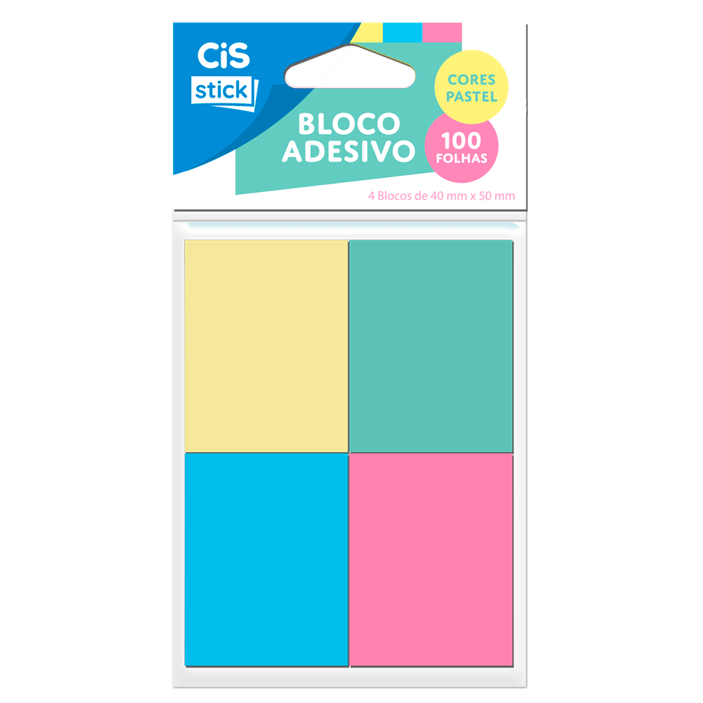 Bloco-Adesivo-Recado-38x50-Colorido-Pastel-100-Folhas---CiS Bloco-Adesivo-Recado-38x50-Colorido-Pastel-100-Folhas---CiS