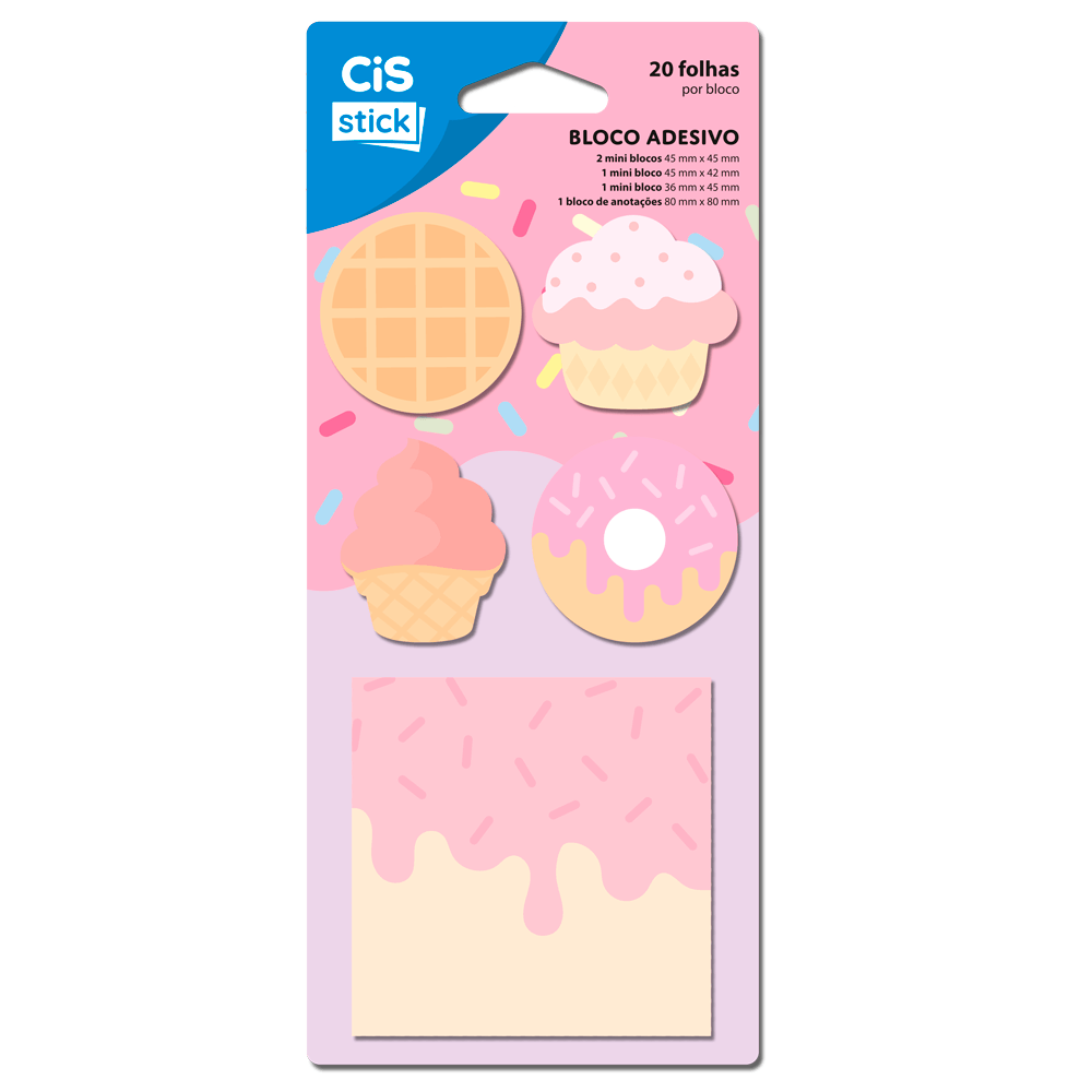 Bloco-Adesivo-Recado-Candy-com-5--Modelos-com--20-Folhas---CiS Bloco-Adesivo-Recado-Candy-com-5--Modelos-com--20-Folhas---CiS