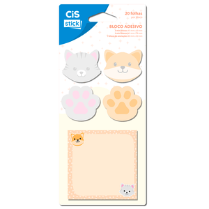Bloco-Adesivo-Recado-Animais-Fun-com-5--Modelos-com--20-Folhas---CiS