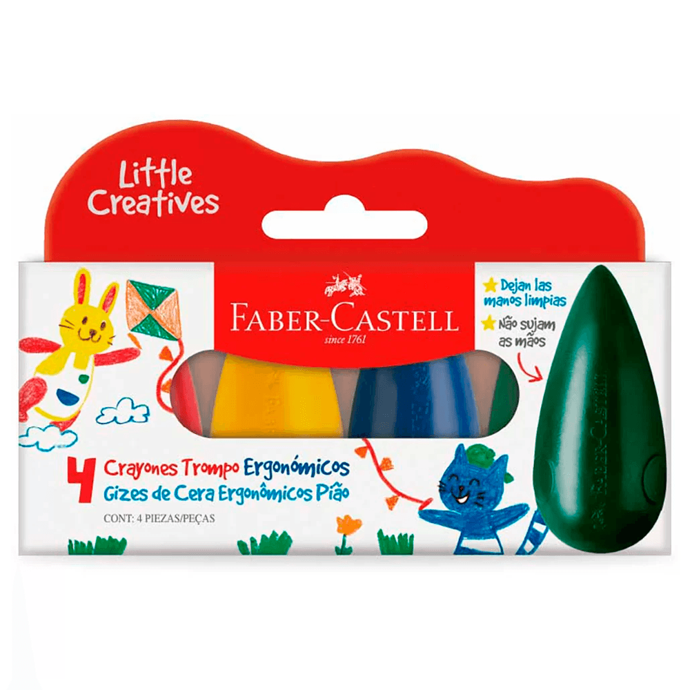 Giz-de-Cera-Piao-Little-Creatives-4-Cores---Faber-Castell