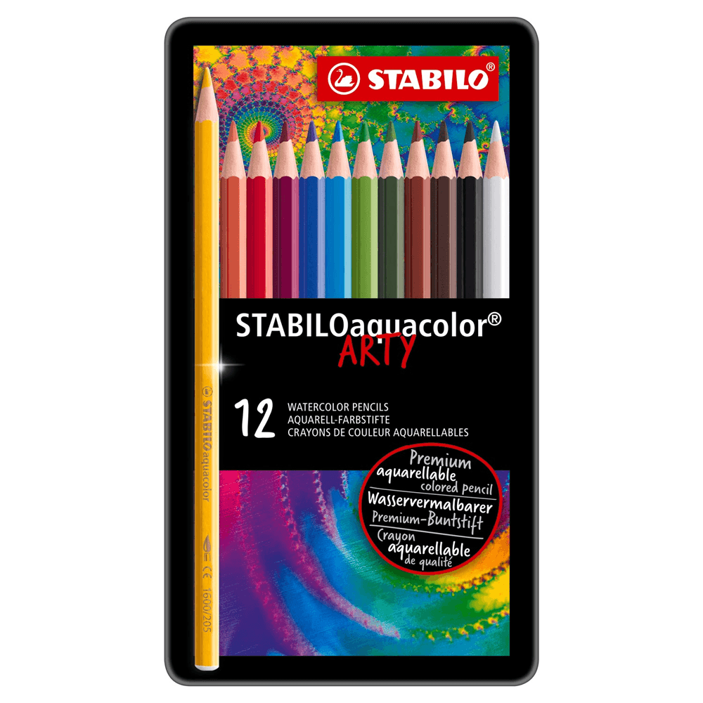 Lapis-de-Cor-Aquarelavel-Aquacolor-Arty-Lata-12-Cores---Stabilo Lapis-de-Cor-Aquarelavel-Aquacolor-Arty-Lata-12-Cores---Stabilo