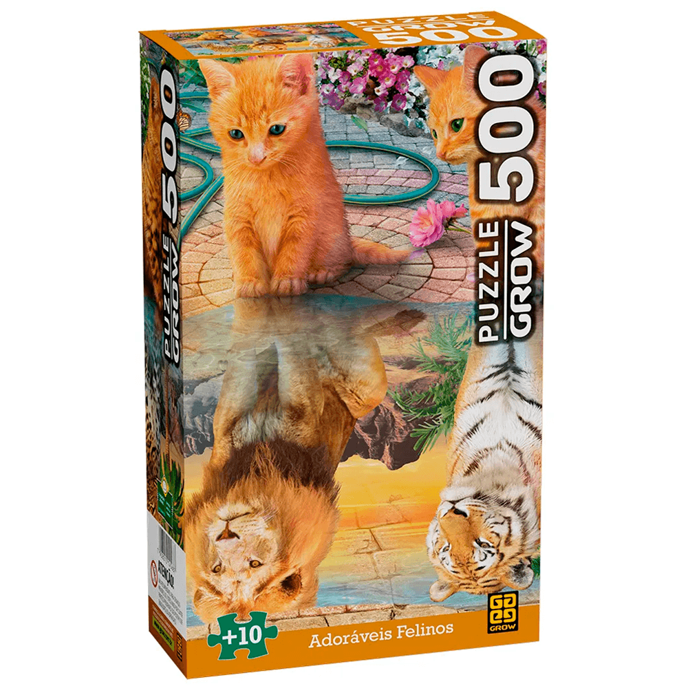 Quebra-Cabeca-500-Pecas-Adoraveis-Felinos---Grow Quebra-Cabeca-500-Pecas-Adoraveis-Felinos---Grow