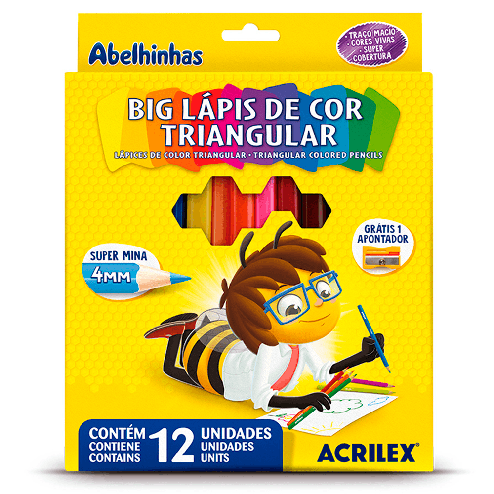 Big-Lapis-de-Cor-Triangular-12-Cores---Apontador---Acrilex Big-Lapis-de-Cor-Triangular-12-Cores---Apontador---Acrilex