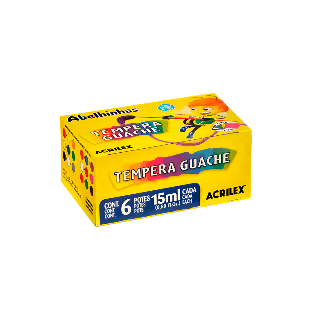 Tinta-Guache-15ml-com-6-Cores---Acrilex Tinta-Guache-15ml-com-6-Cores---Acrilex