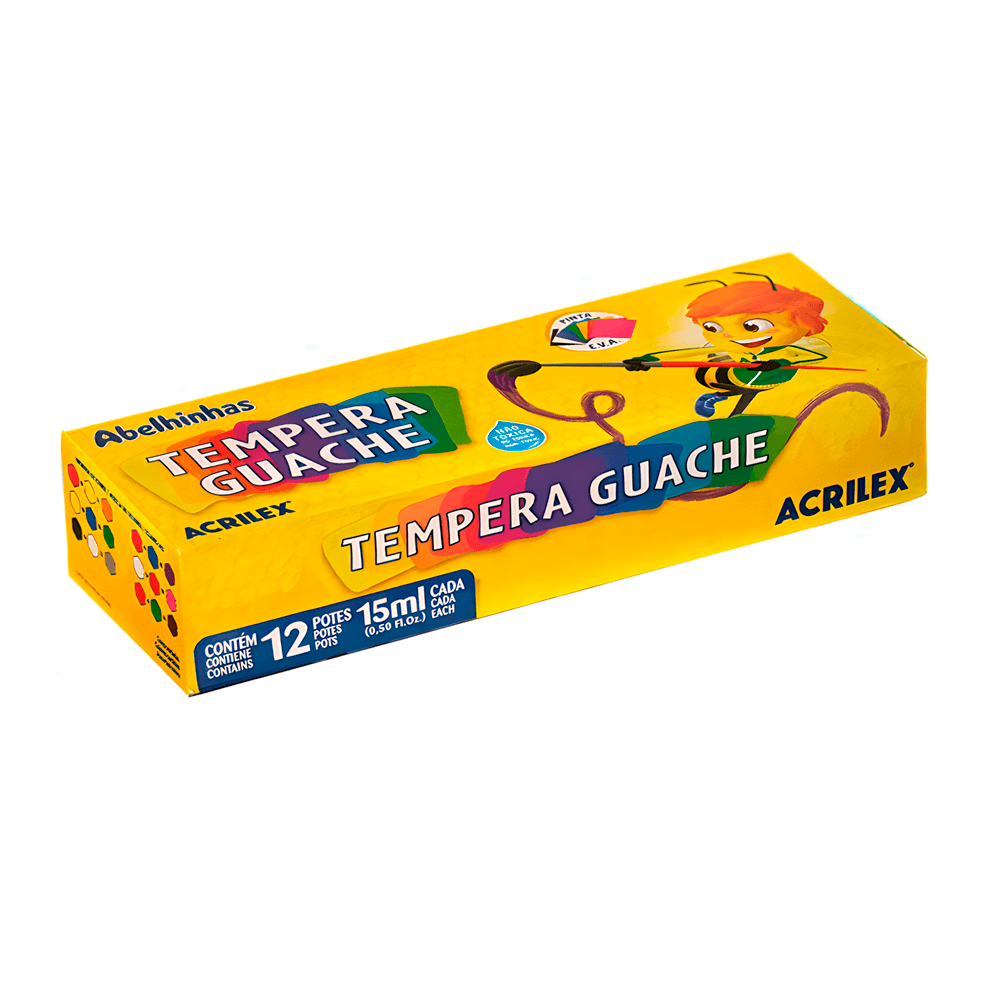 Tinta-Guache-15ml-com-12-Cores---Acrilex Tinta-Guache-15ml-com-12-Cores---Acrilex