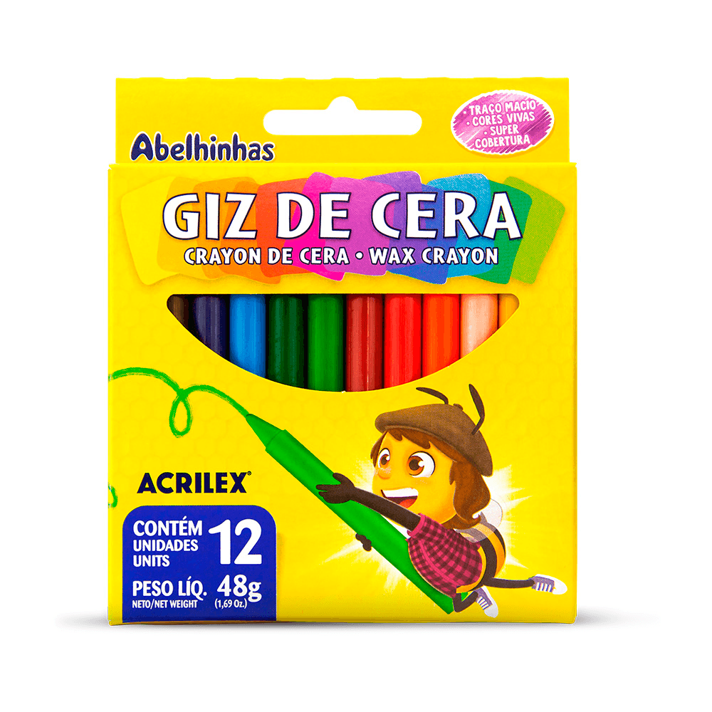 Giz-de-Cera-com-12-Cores---Acrilex Giz-de-Cera-com-12-Cores---Acrilex