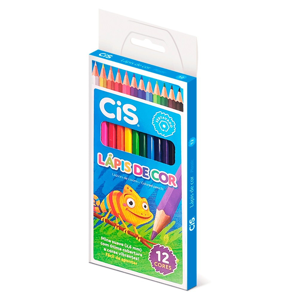 Lapis-de-Cor-Sextavado-Plastic-Estojo-com-12-Cores---Cis Lapis-de-Cor-Sextavado-Plastic-Estojo-com-12-Cores---Cis