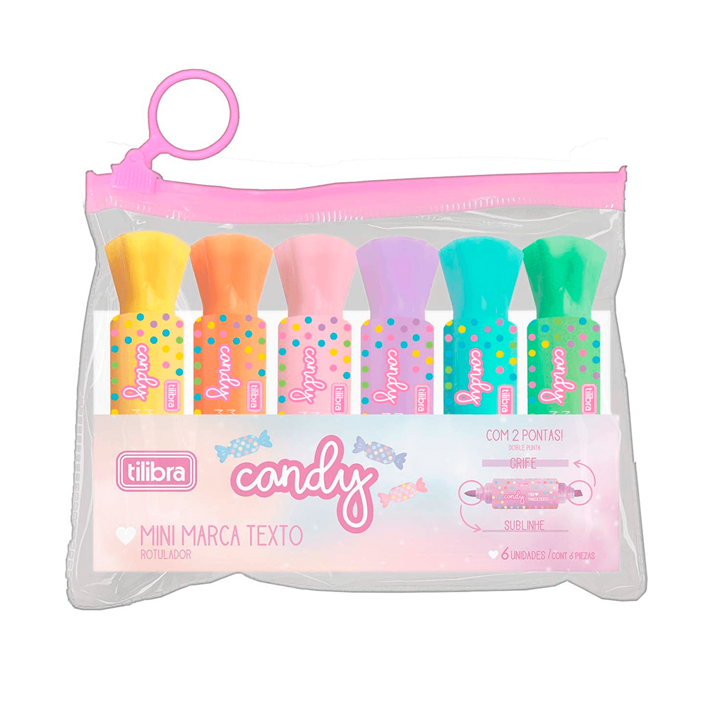 Marca-Texto-Mini-Candy-com-6-Cores---Tilibra Marca-Texto-Mini-Candy-com-6-Cores---Tilibra