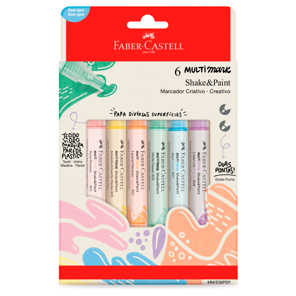 Marcador-MultiMark-Multisuperficie-Pastel-com-6-Cores---Faber-Castell Marcador-MultiMark-Multisuperficie-Pastel-com-6-Cores---Faber-Castell