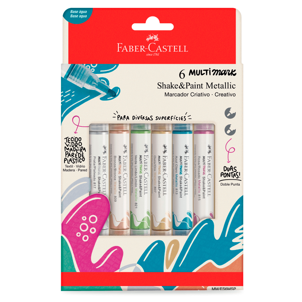 Marcador-MultiMark-Multisuperficie-Metallic-com-6-Cores---Faber-Castell Marcador-MultiMark-Multisuperficie-Metallic-com-6-Cores---Faber-Castell