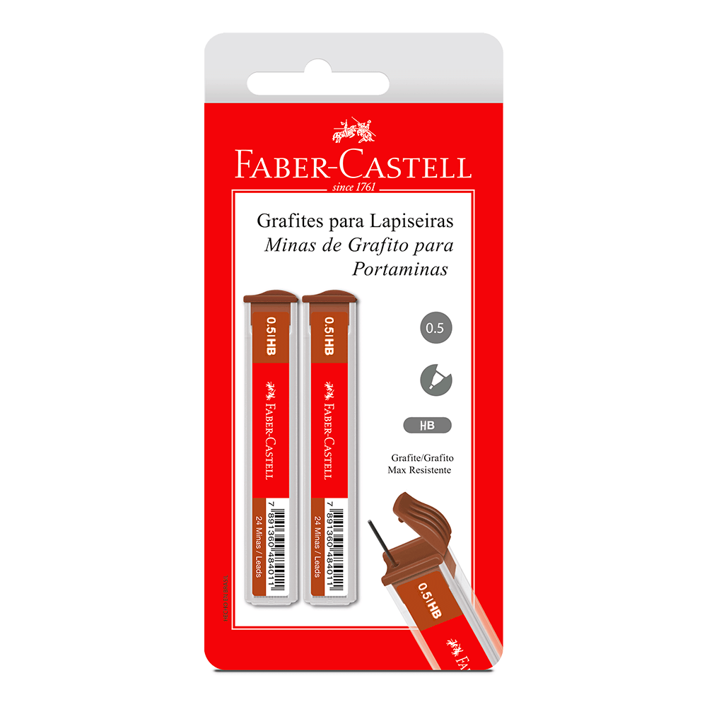 Grafite-0.5mm-HB-Media-2-Tubos-com-24-Unidades---Faber-Castell Grafite-0.5mm-HB-Media-2-Tubos-com-24-Unidades---Faber-Castell