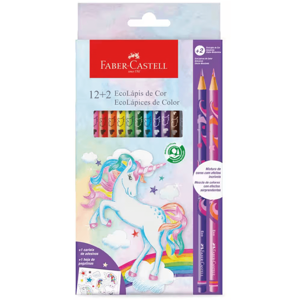 Lapis-de-Cor-Ecolapis-Unicornio-12-Cores---Faber-Castell Lapis-de-Cor-Ecolapis-Unicornio-12-Cores---Faber-Castell