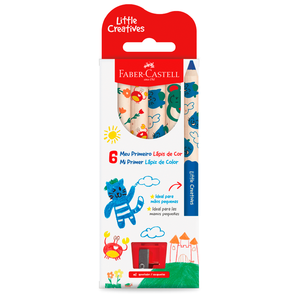 Meu-Primeiro-Lapis-de-Cor-Little-Creatives-com-6-Cores---Faber-Castell Meu-Primeiro-Lapis-de-Cor-Little-Creatives-com-6-Cores---Faber-Castell