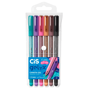 Estojo-Caneta-Gel-Gelyx-Glitter-com-6-Cores---Cis