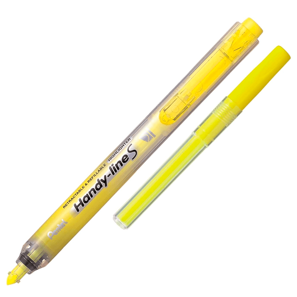 Marca-Texto-Retratil-Handy-lineS-com-Refil-Pentel---Amarelo Marca-Texto-Retratil-Handy-lineS-com-Refil-Pentel---Amarelo
