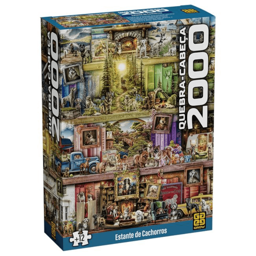 Quebra-Cabeca-Estante-de-Cachorros-2000-Pecas---Grow Quebra-Cabeca-Estante-de-Cachorros-2000-Pecas---Grow