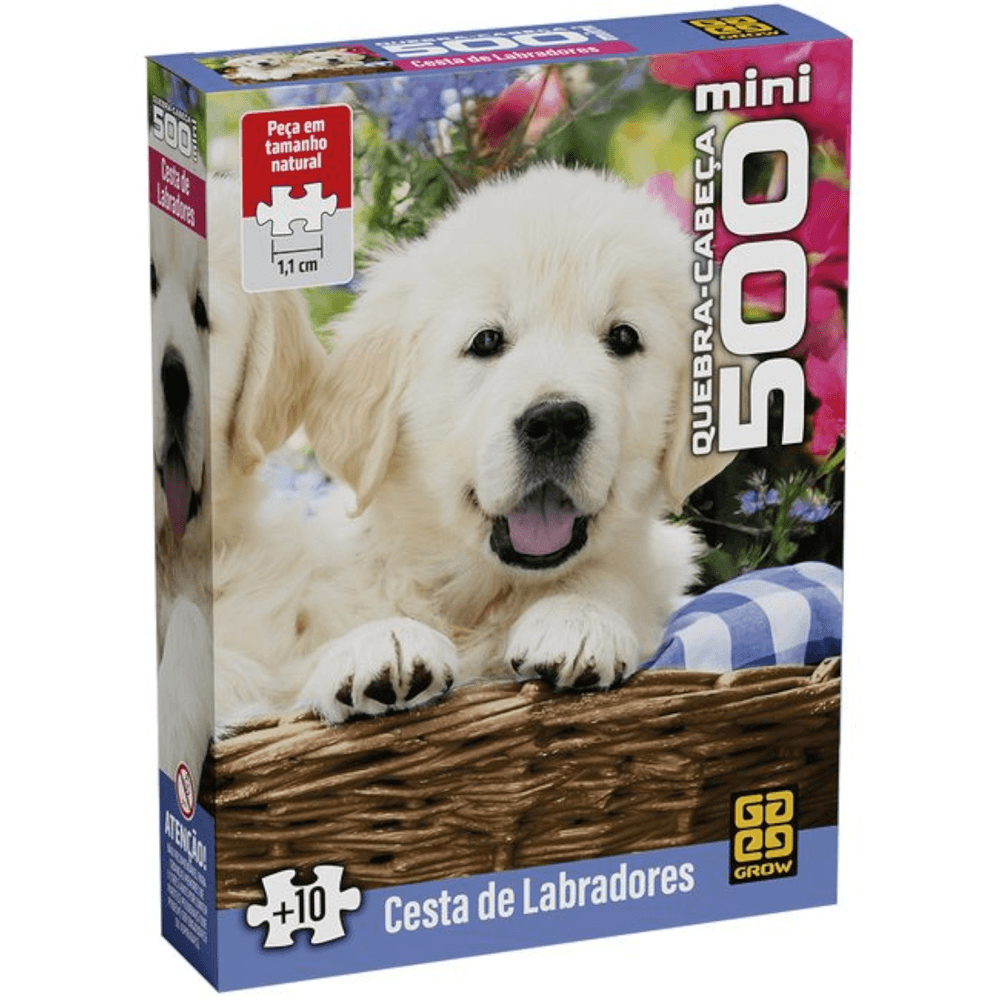 Mini-Quebra-Cabeca-Cesta-de-Labradores-500-Pecas---Grow Mini-Quebra-Cabeca-Cesta-de-Labradores-500-Pecas---Grow