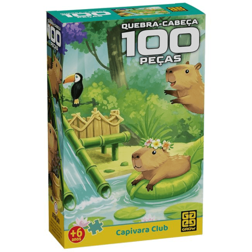 Quebra-Cabeca-Capivara-Club-100-Pecas---Grow Quebra-Cabeca-Capivara-Club-100-Pecas---Grow