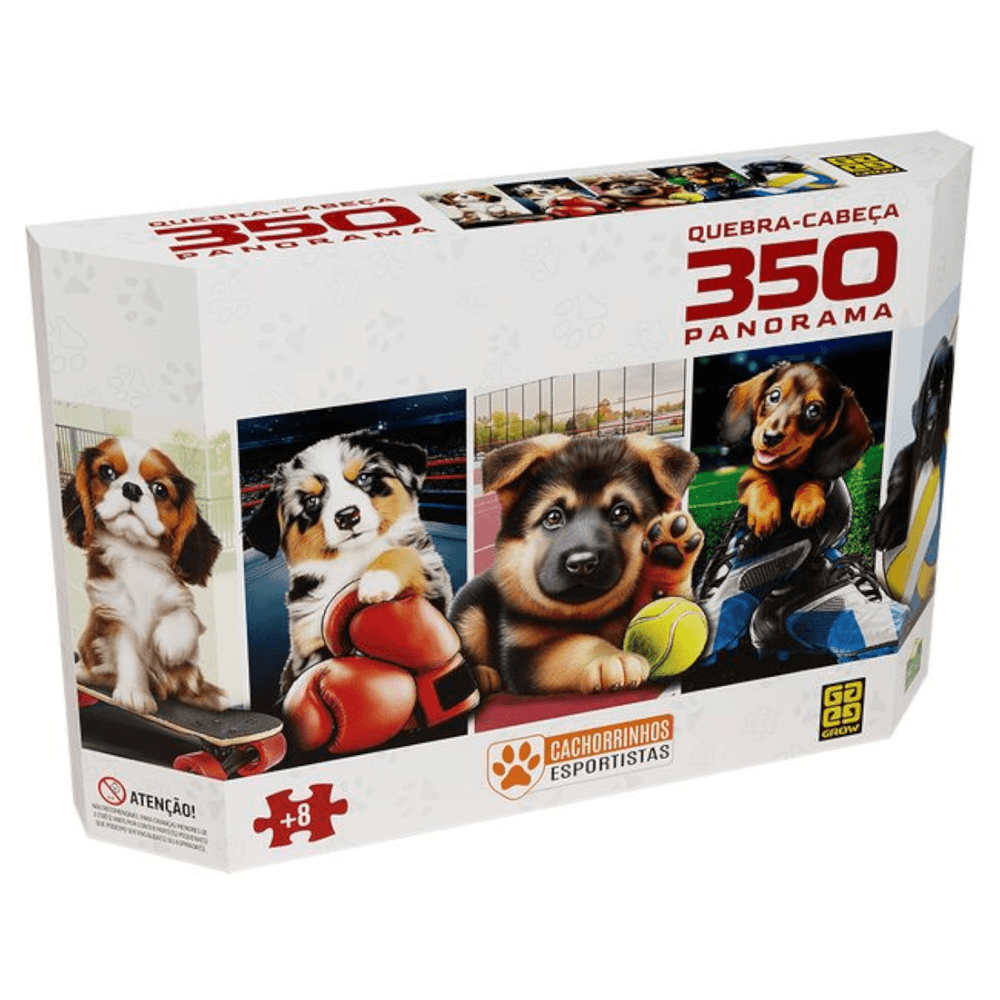 Quebra-Cabeca-Panoramico-Cachorrinhos-Esportistas-350-Pecas---Grow