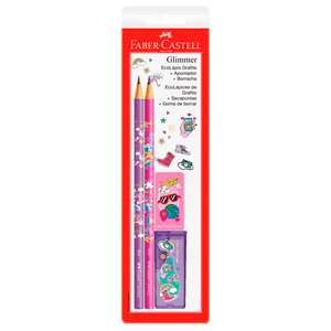 Kit-Lapis-Grafite---Apontador---Borracha-Glimmer-Viagem---Faber-Castell