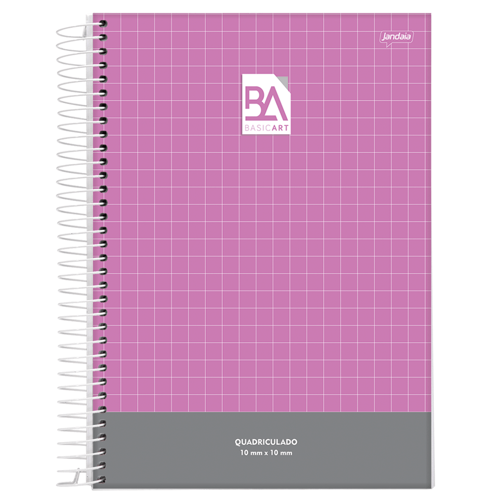 Caderno-Espiral-Pedagogico-C.D.-Quadriculado-100mm-x-100mm-Jandaia---Basic-Art-Rosa